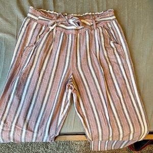 long striped pants with tie